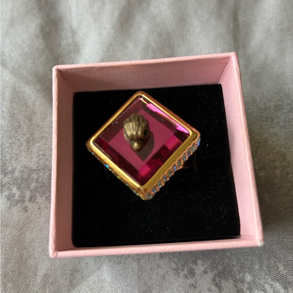 Kurt Geiger Pink and Gold Ring, size small 5-5.5 - Picture 5 of 13